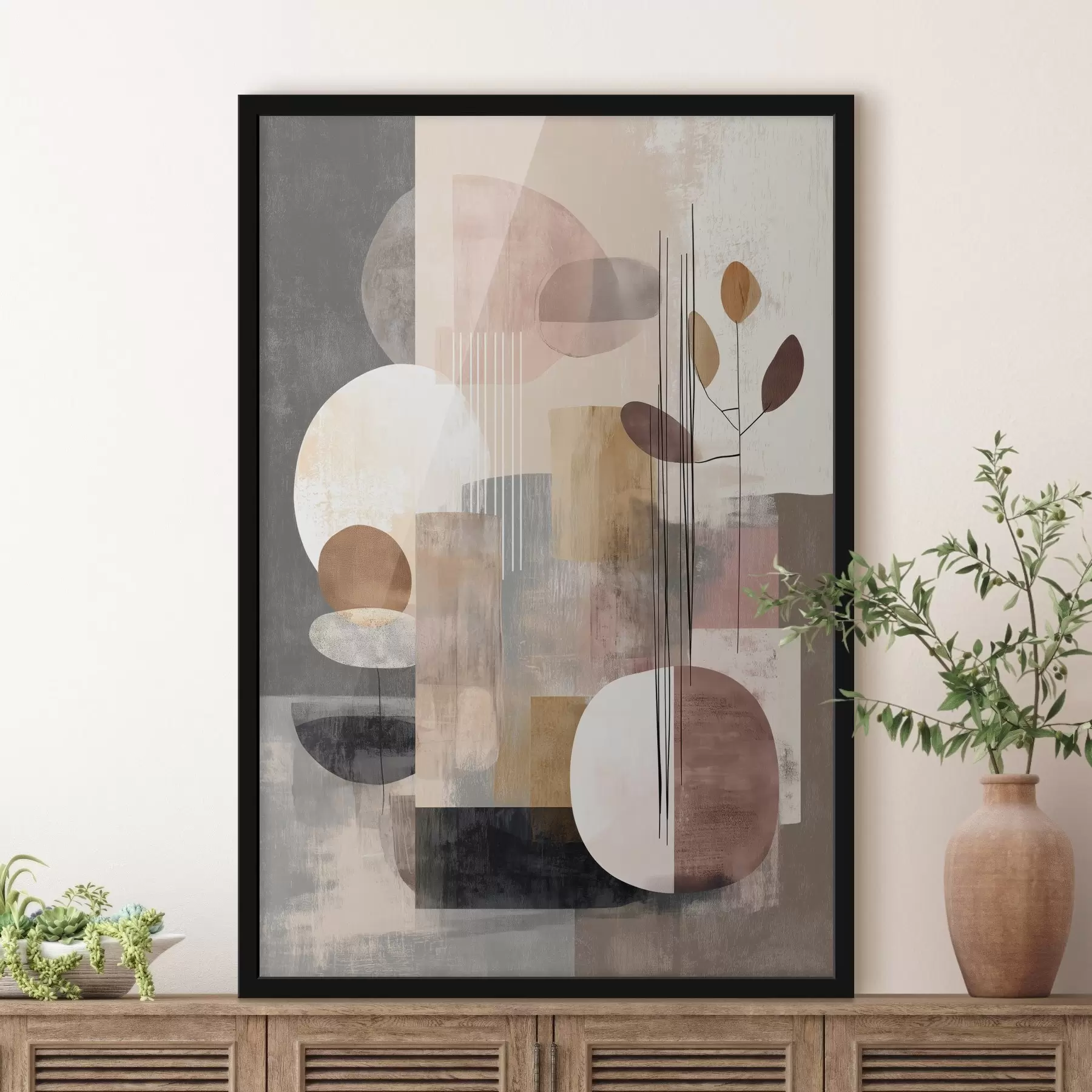 Fototapetes Kollāža ar botāniskiem elementiem digitālās glezniecības stilā f47981