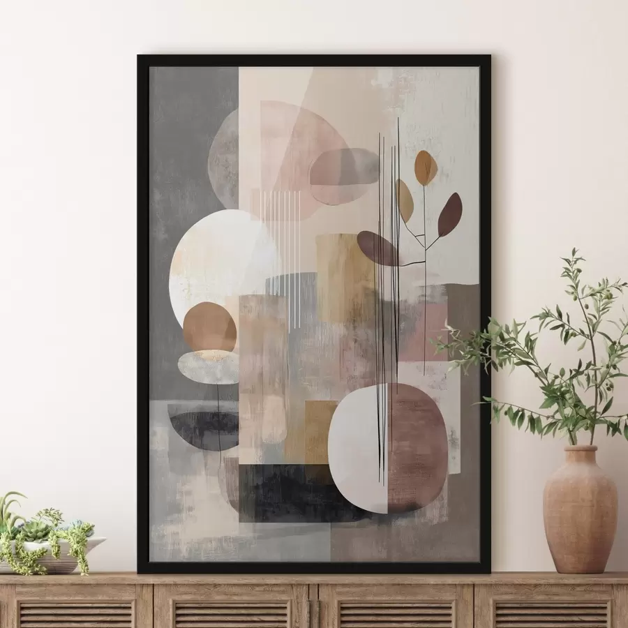 Fototapetes Kollāža ar botāniskiem elementiem digitālās glezniecības stilā f47981