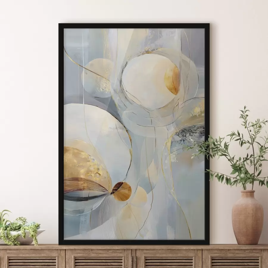 Fototapetes Daudzslāņu māksliniecisks darbs vēsā krāsu paletē f47982