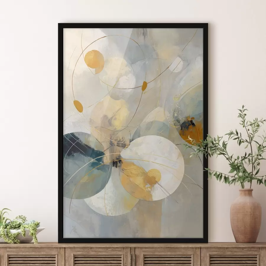 Fototapetes Caurspīdīgu sfēru un teksturētu plankumu kompozīcija f47985