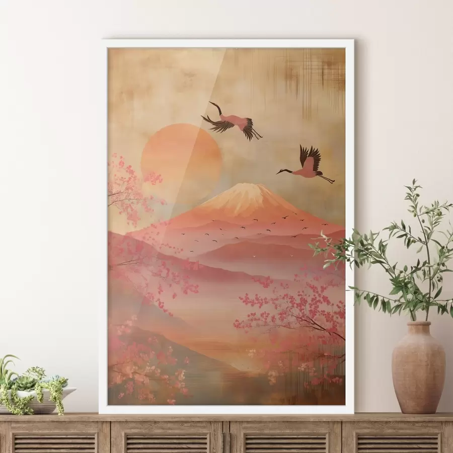 Fototapetes Celtņi pret sauli un kalniem: ilustrācija digitālās mākslas stilā f47992