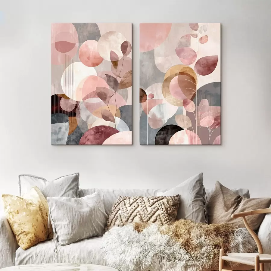 Glezna Caurspīdīgu apļu un elegantu kātiņu kompozīcija m30035