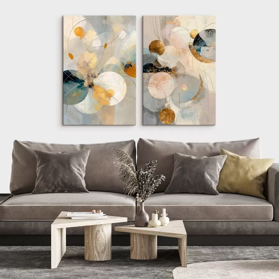 Fototapetes Dekoratīvā māksla zilo-krēmkrāsas toņos ar maigu gaismas efektu m30039