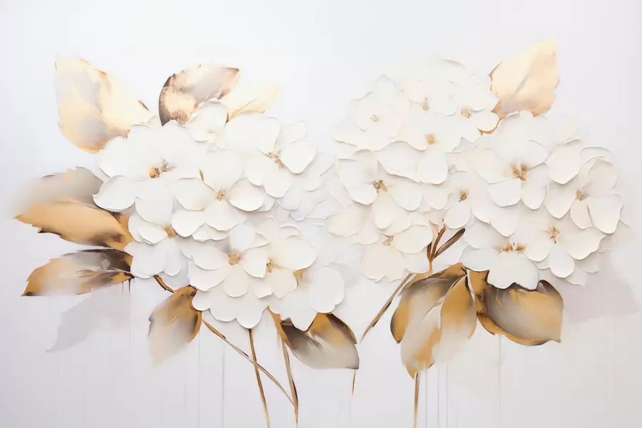 Fototapetes Greznas hortenzijas ar dzeltenām lapām w09711