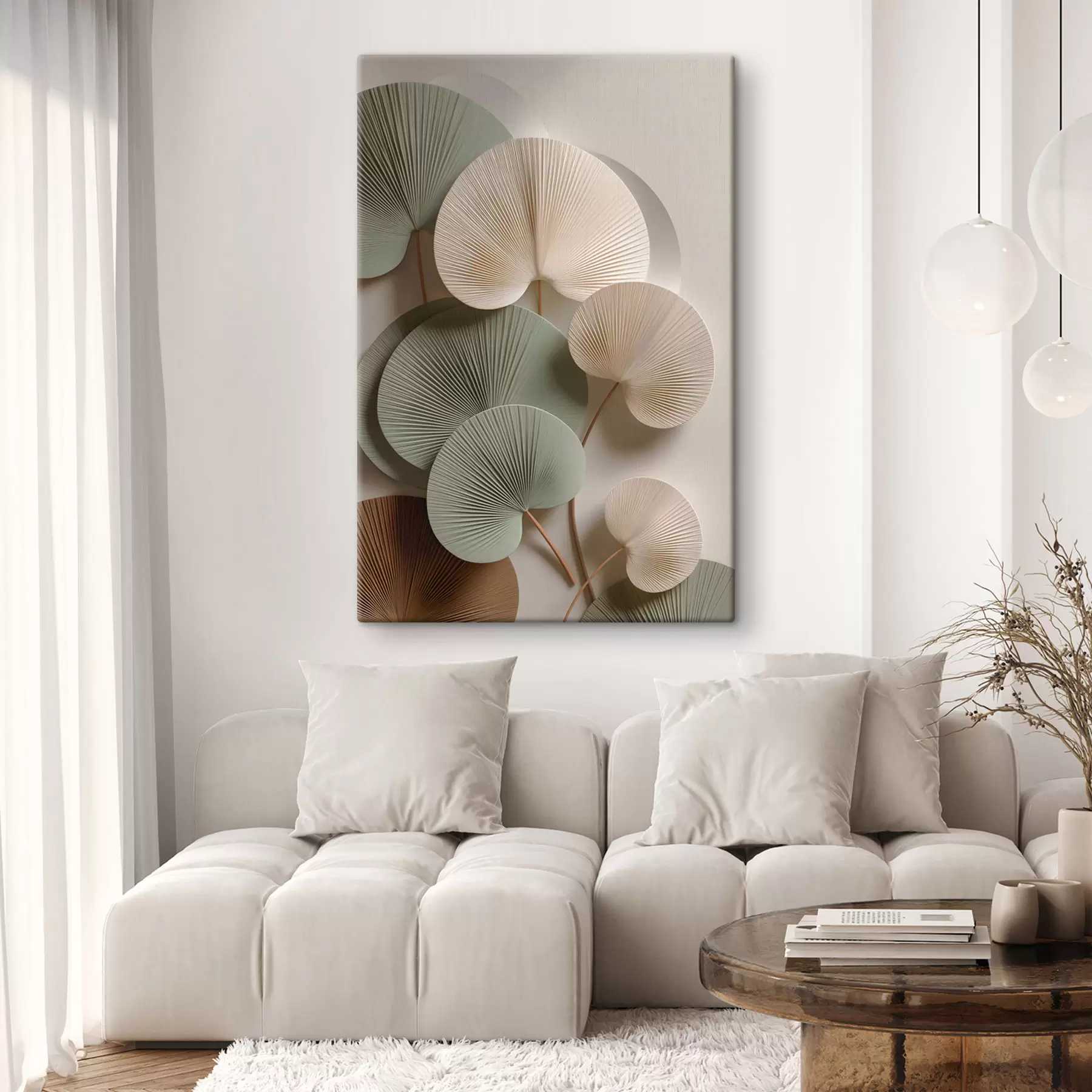 Glezna Abstrakta kompozīcija ar lapām s48225