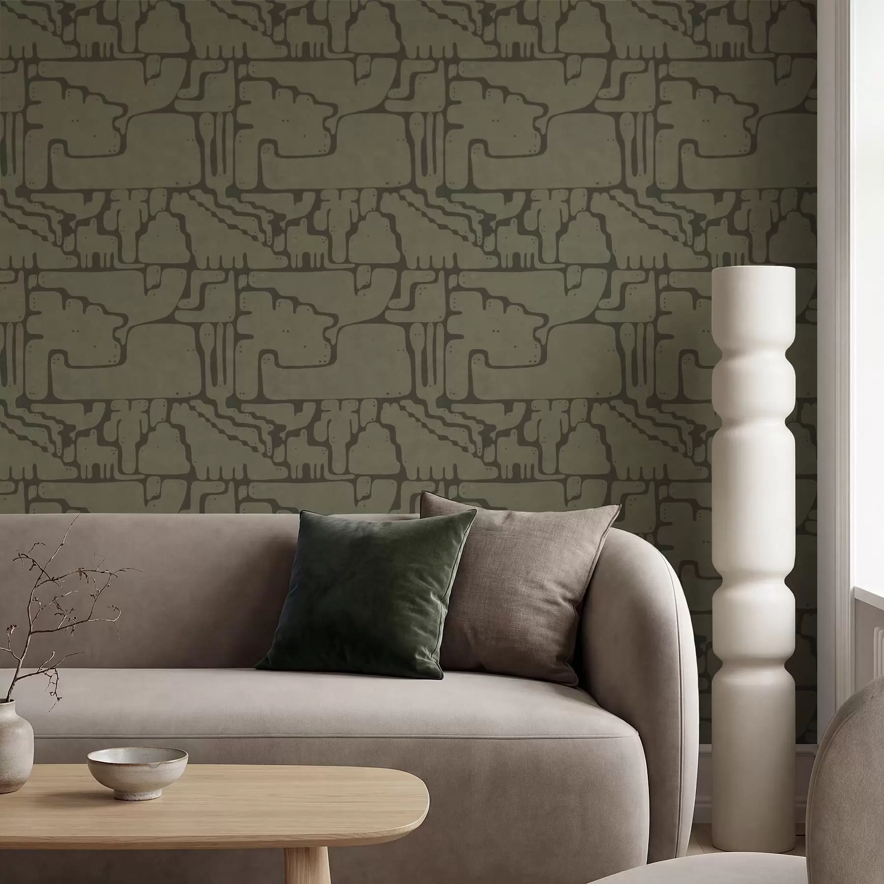 Fototapetes Abstrakts organiskais raksts zaļos toņos a01122