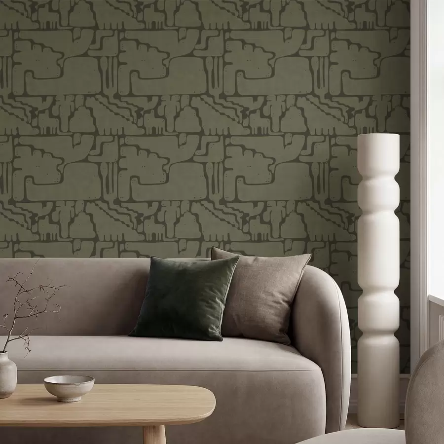 Fototapetes Abstrakts organiskais raksts zaļos toņos a01122