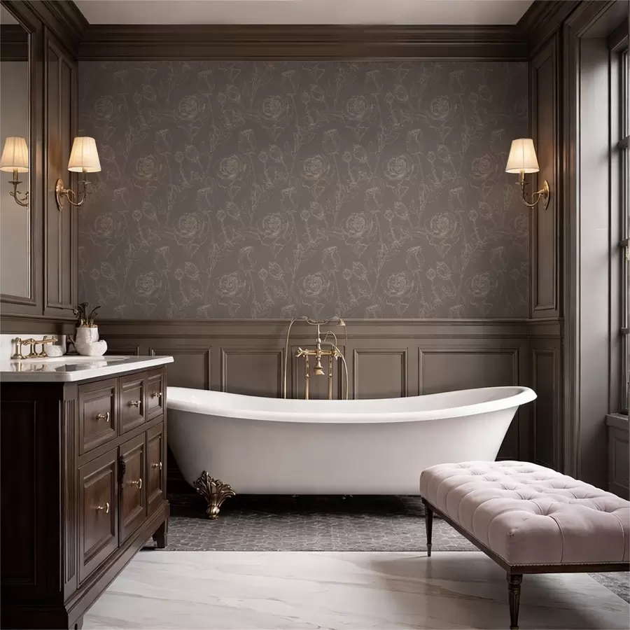 Fototapetes Tumši rozā raksts uz brūna fona a01124v1