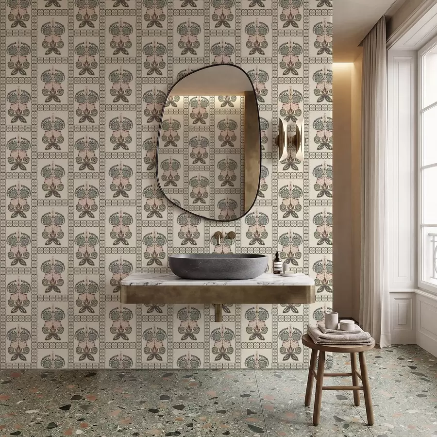 Fototapetes Dekoratīvs raksts ar tauriņiem un ziediem a01125