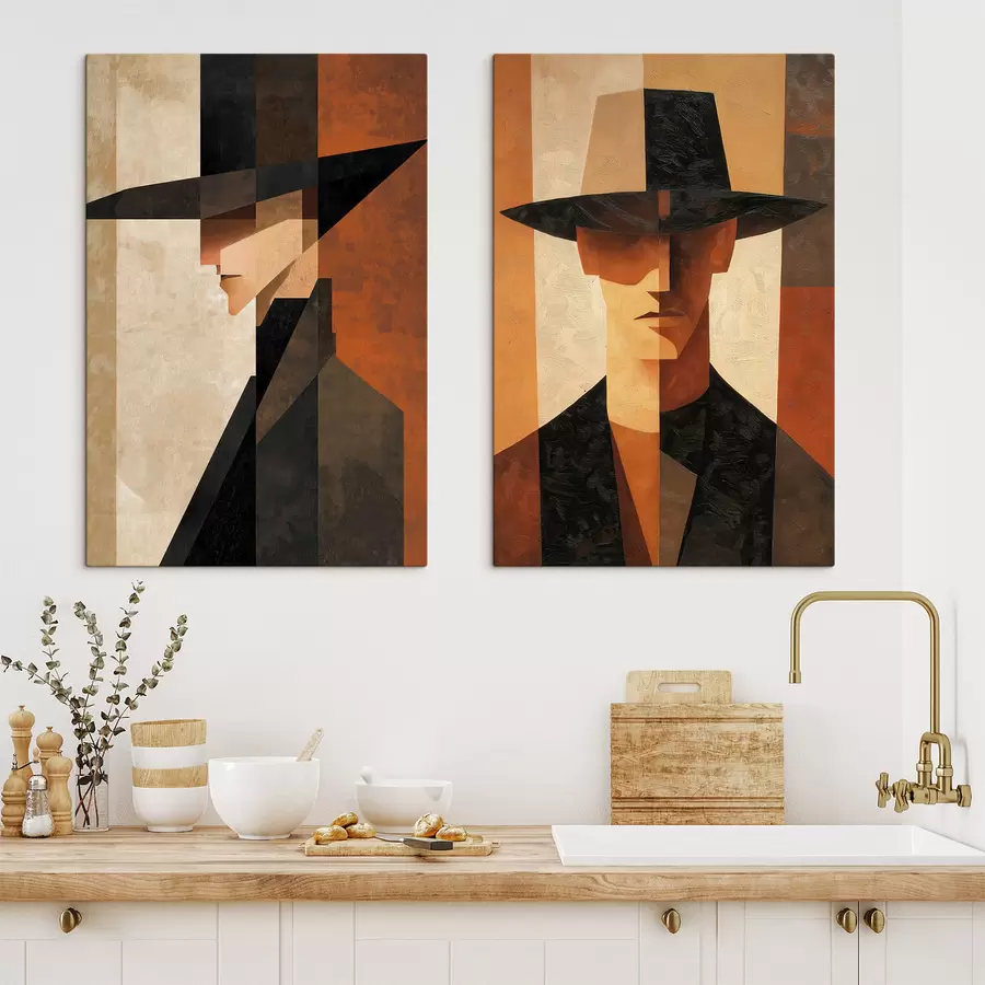 Glezna Ģeometrisks vīrieša portrets cepurē m30157