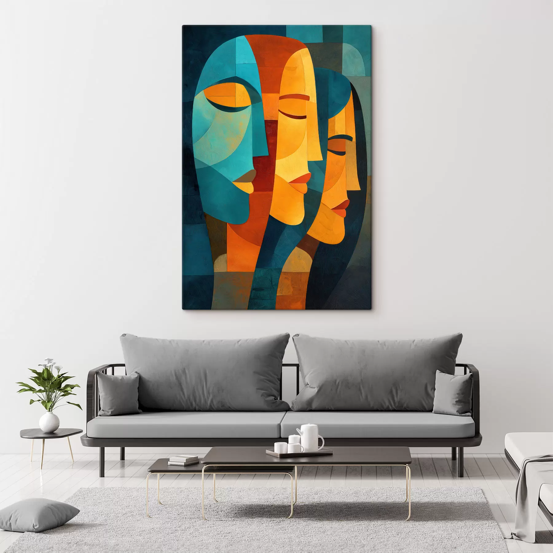 Glezna Ģeometriski sieviešu profili s48256