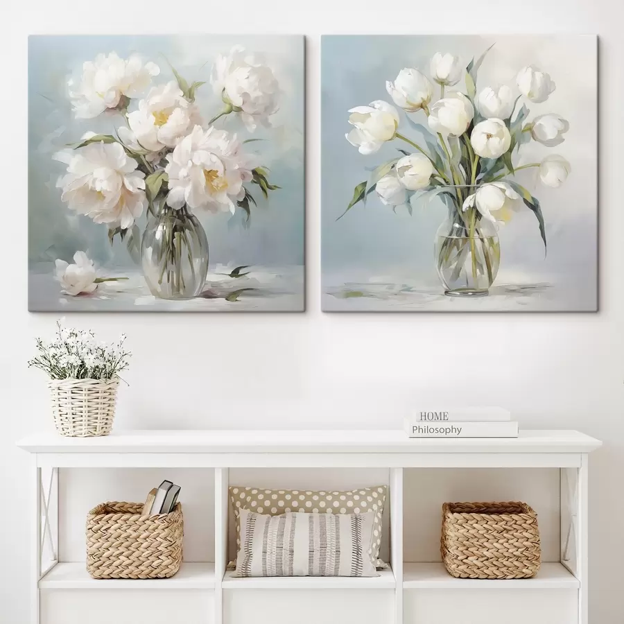 Fototapetes Ziedu pušķis vāzē, imitācijas glezna m30167