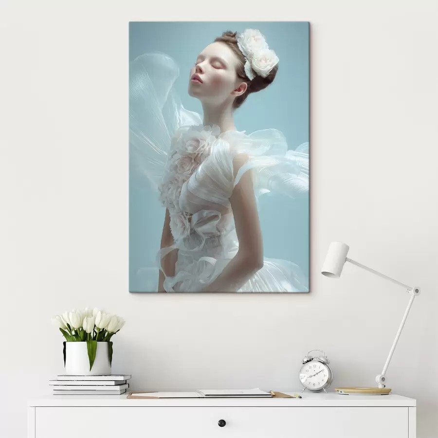 Glezna maiga meitene baltā kleitā s48287