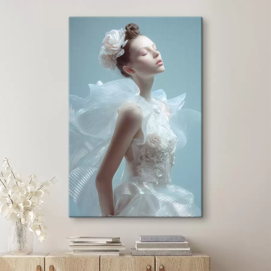 Glezna maiga meitene baltā kleitā s48288