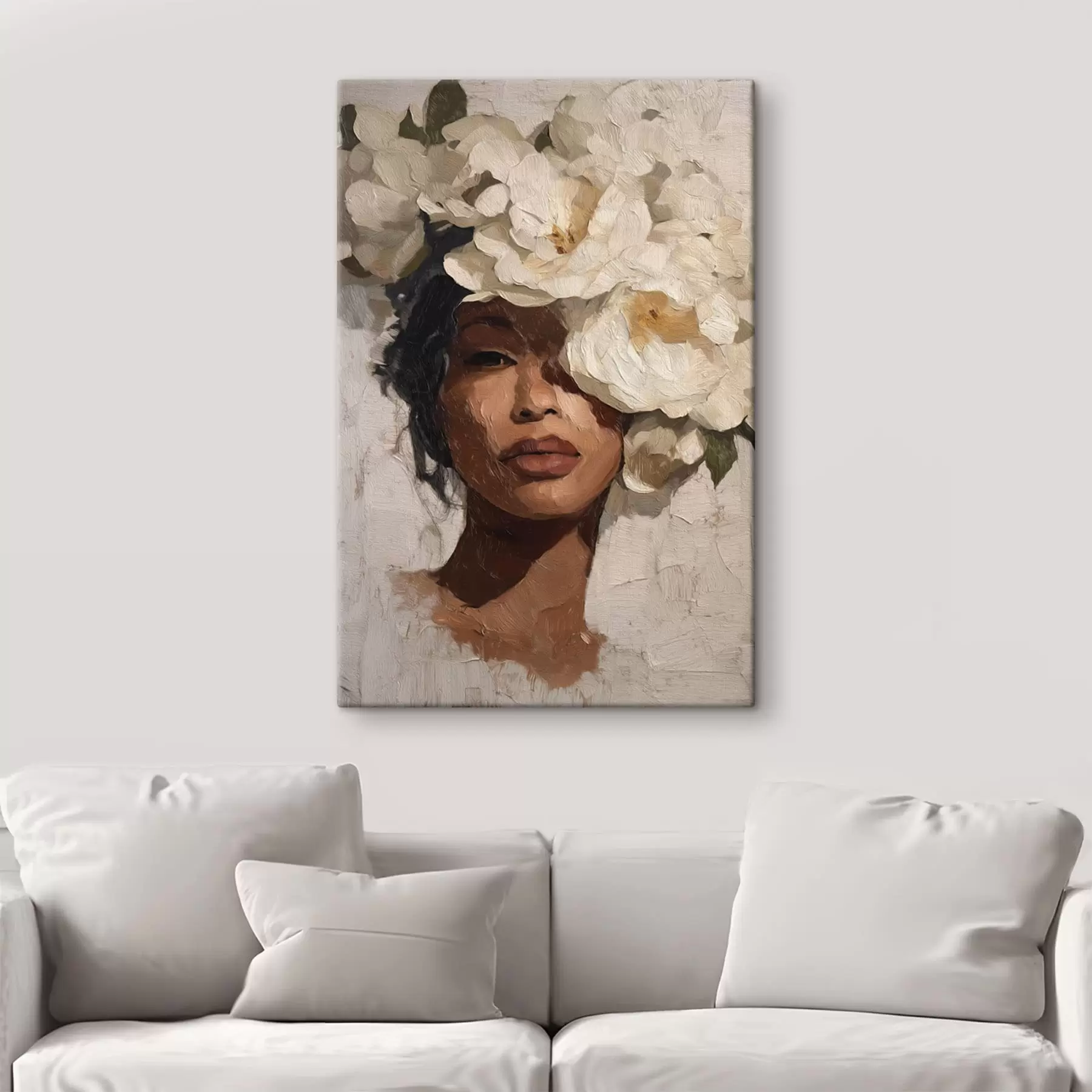 Glezna Meitene ar ziediem s48377