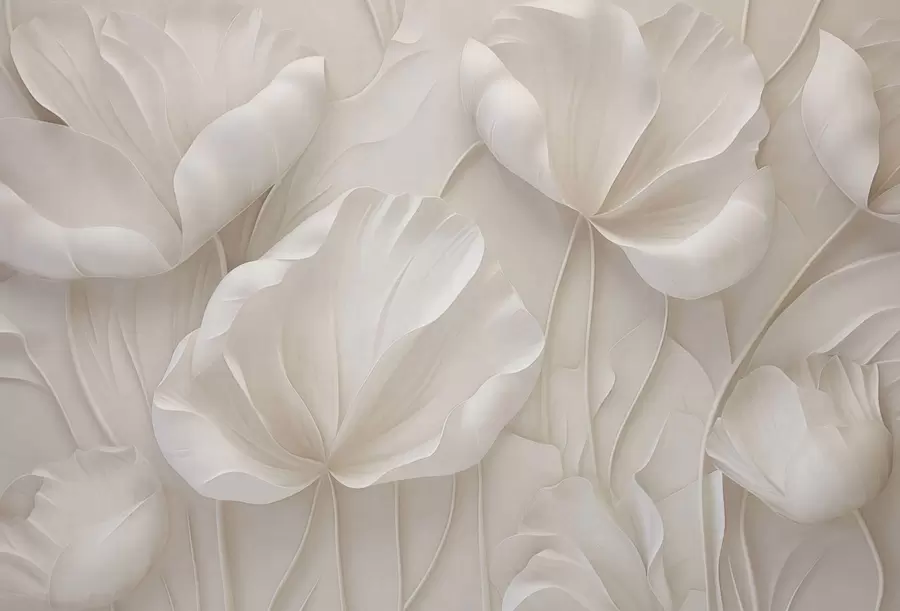 Fototapetes Veidotas gaismas ziedi ar maigiem ziedlapiem w05355