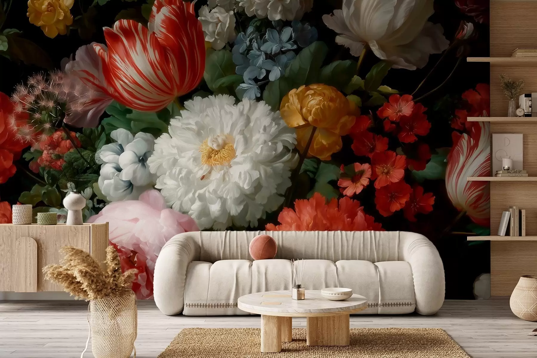 Fototapetes Grezns ziedu kompozīcija, kas atgādina pavasara dārzu w09676