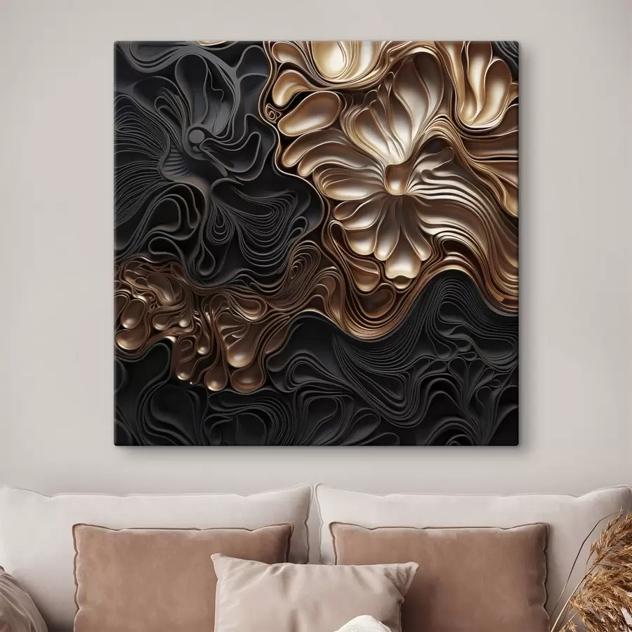 Glezna Abstraktas, plūstošas, organiski veidotas tumšas formas, kas veido faktūru bagātu modernās mākslas darbu s48383
