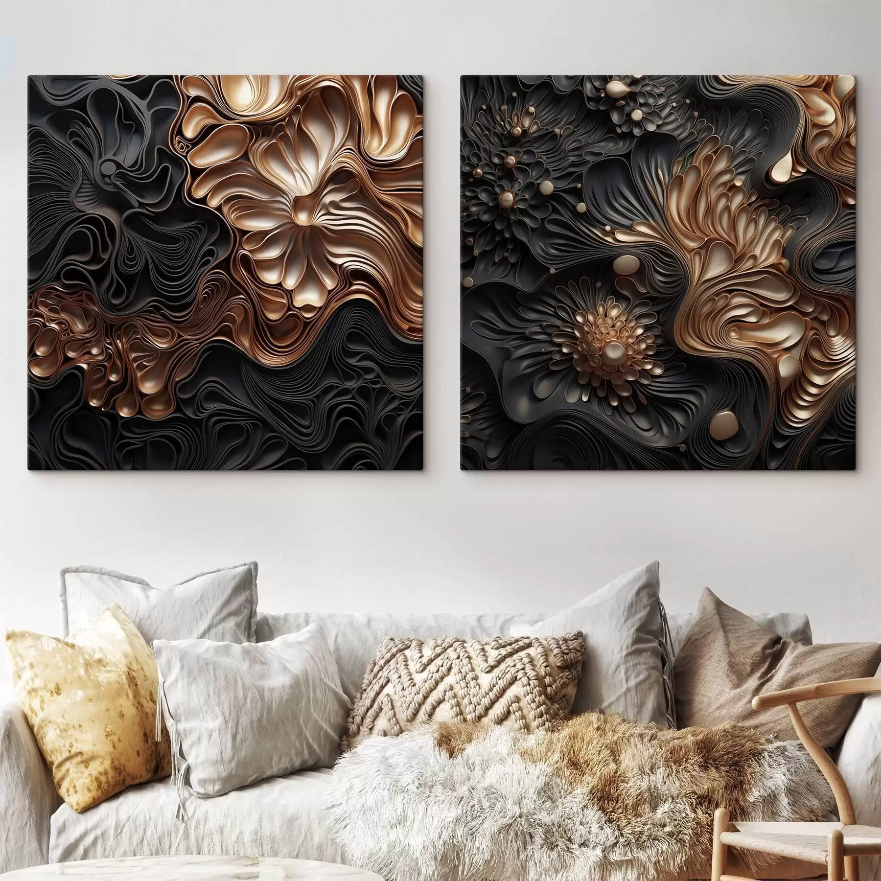 Glezna Abstraktas, plūstošas, organiski veidotas tumšas formas, kas veido faktūru bagātu modernās mākslas darbu m30196