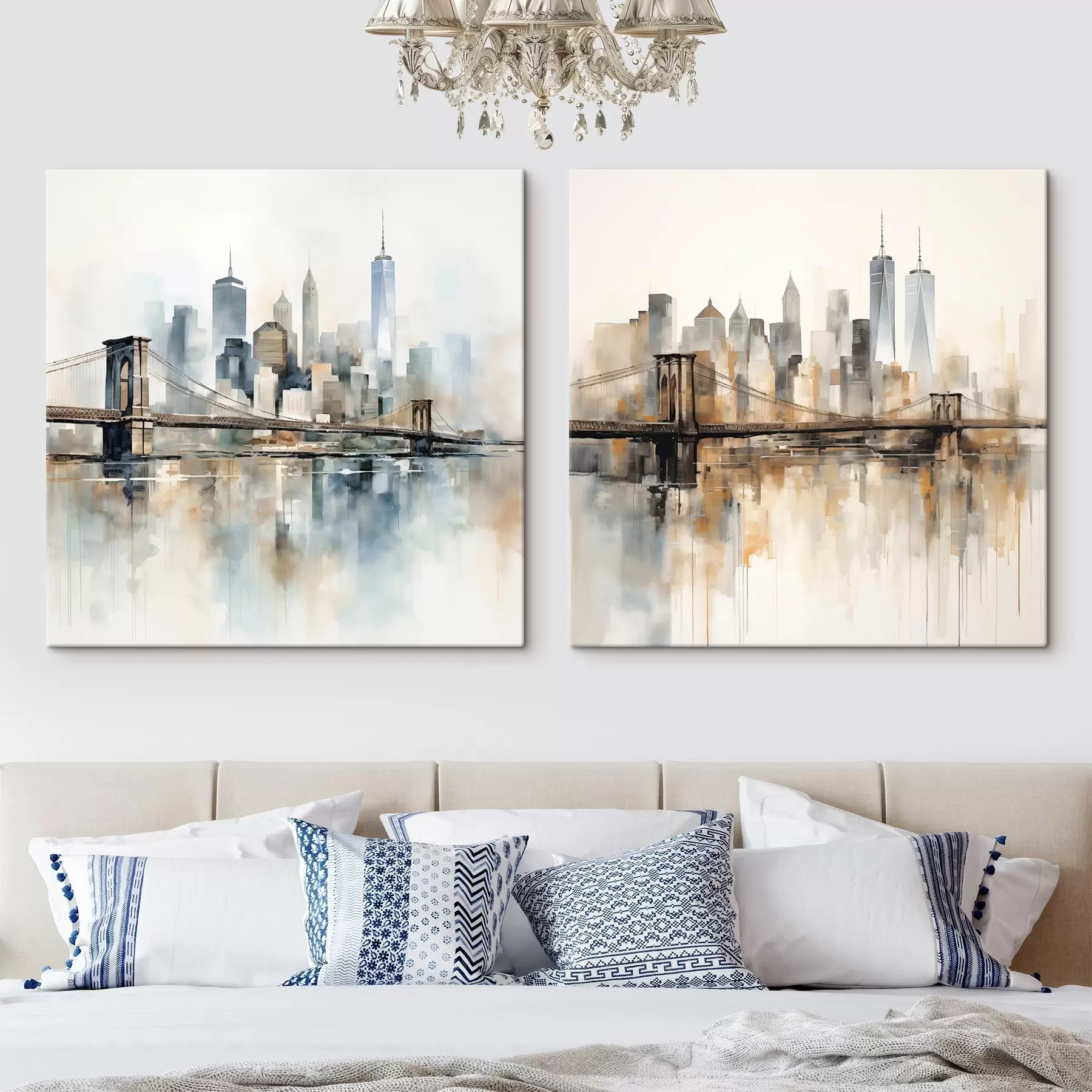 Glezna Abstrakta pilsētas panorāma, akvareļa stilā m30207