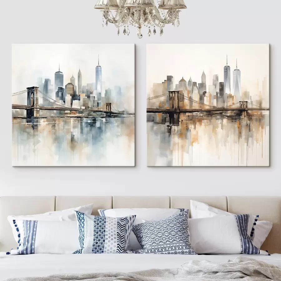 Fototapetes Abstrakta pilsētas panorāma, akvareļa stilā m30207