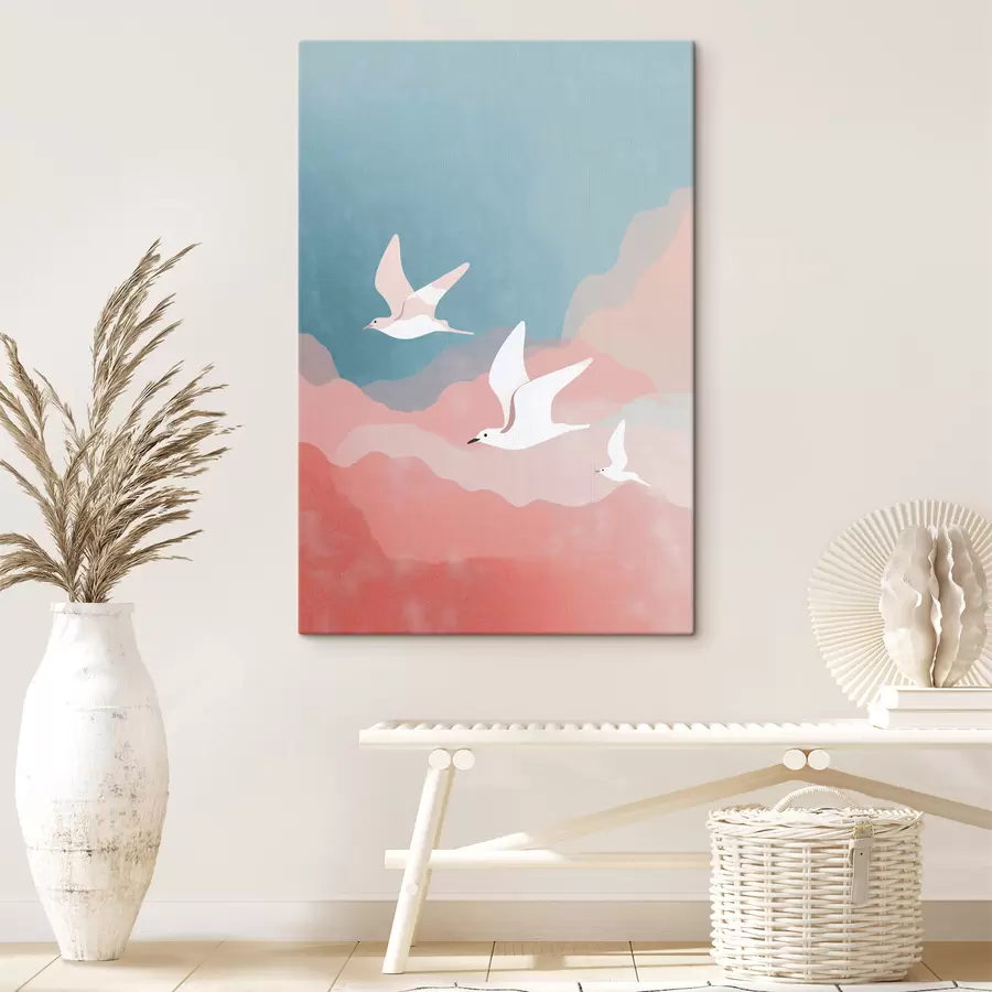 Glezna Ainava ar lidojošiem putniem s48454