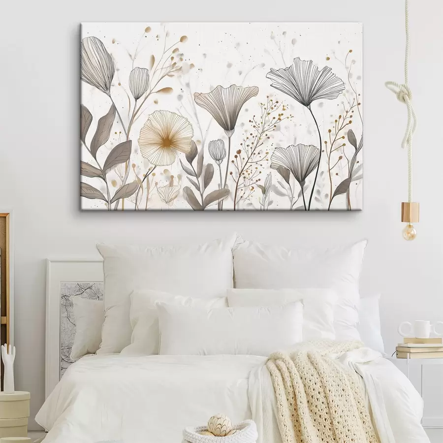 Glezna Grafiskas ziedu un zāles motīvi, minimālisms s48484