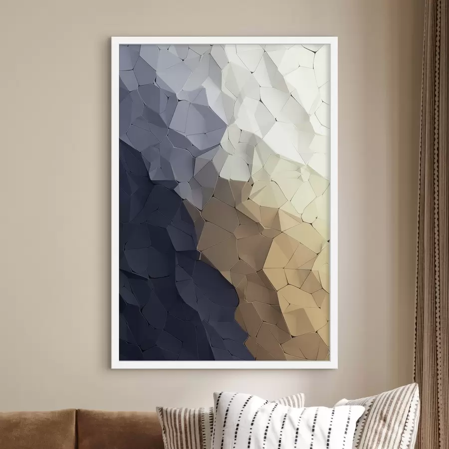 Fototapetes Ģeometriska abstrakcija smilškrāsā un grafīta tonī, faktūru bagāta modernā māksla f48478