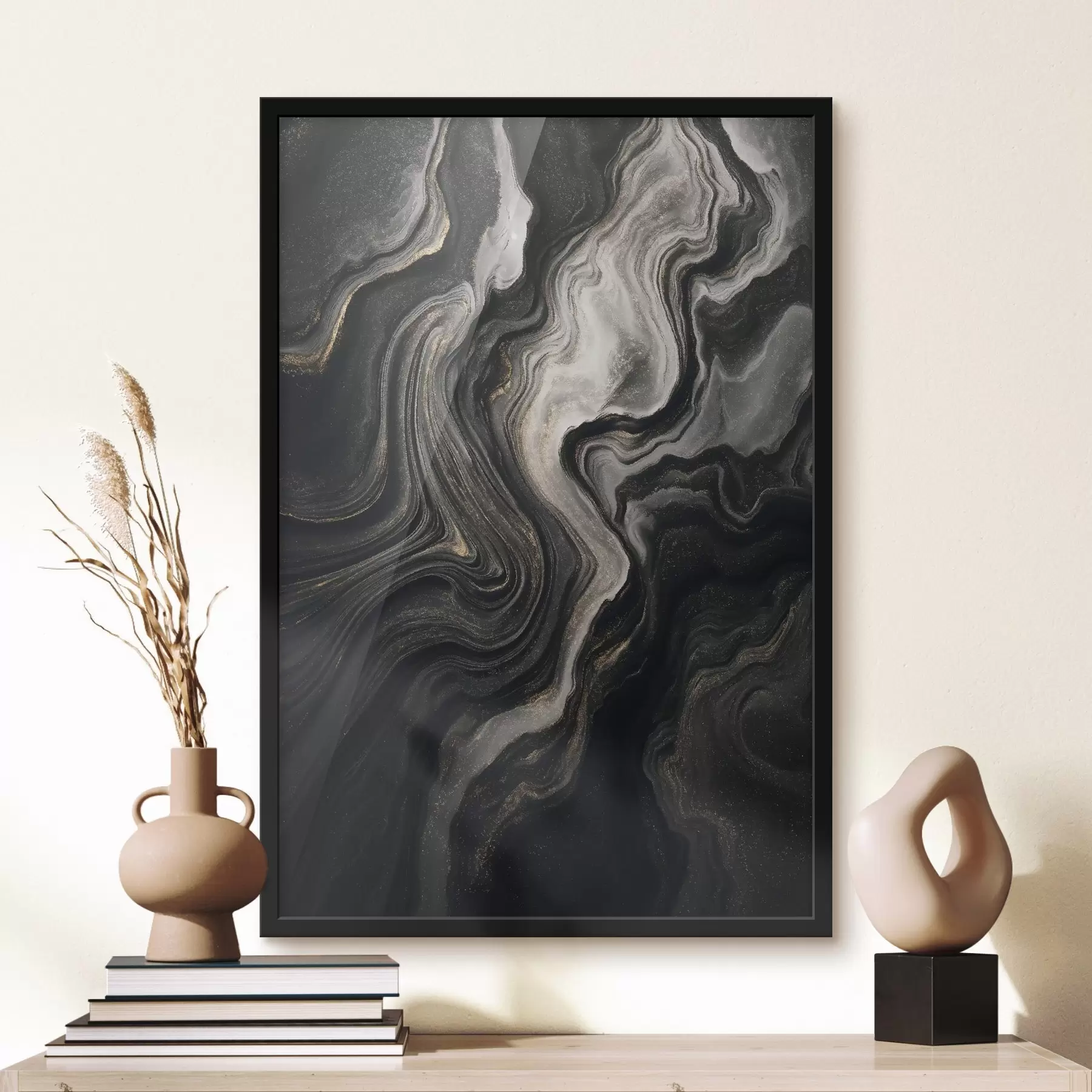 Fototapetes Melnais marmors ar svītriņām f48482