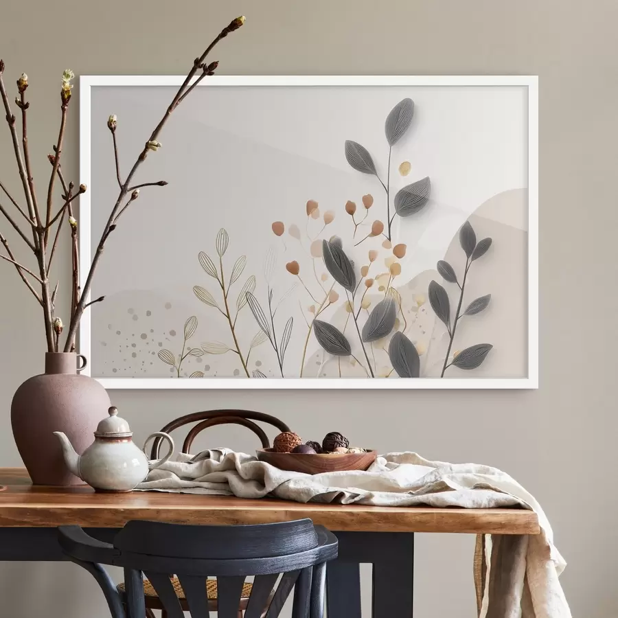 Fototapetes Botānika, minimālisms, smilškrāsas lapas f48485