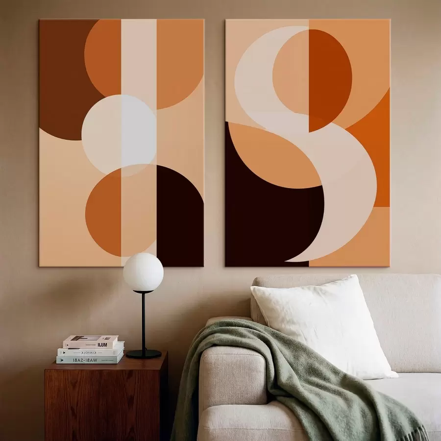 Glezna Abstraktas ģeometriskas formas siltos toņos m30242