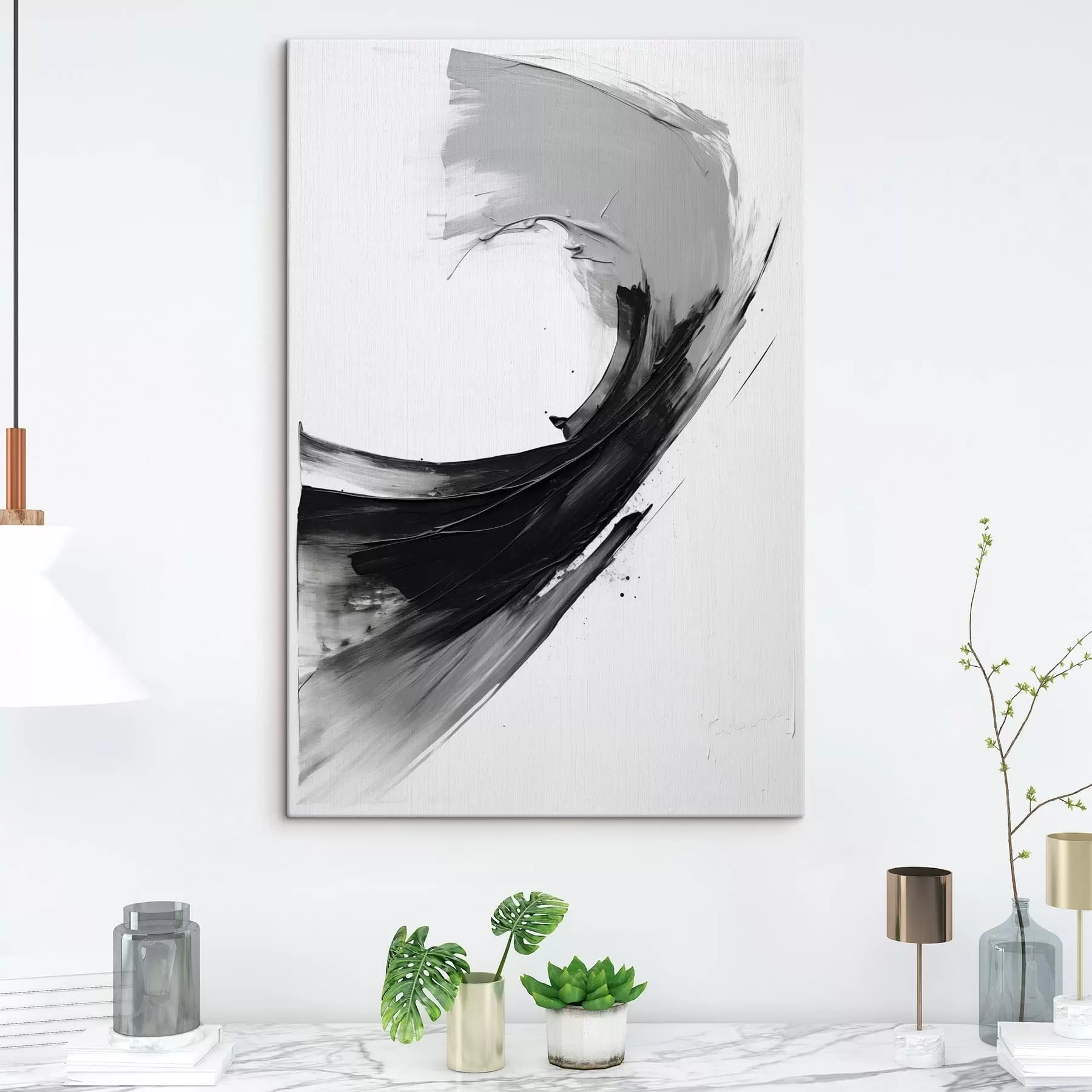 Fototapetes Abstrakts melns otas triepiens uz balta fona s48326