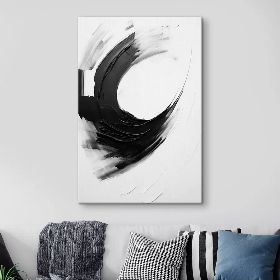 Glezna Abstrakts melns otas triepiens uz gaiša fona s48340