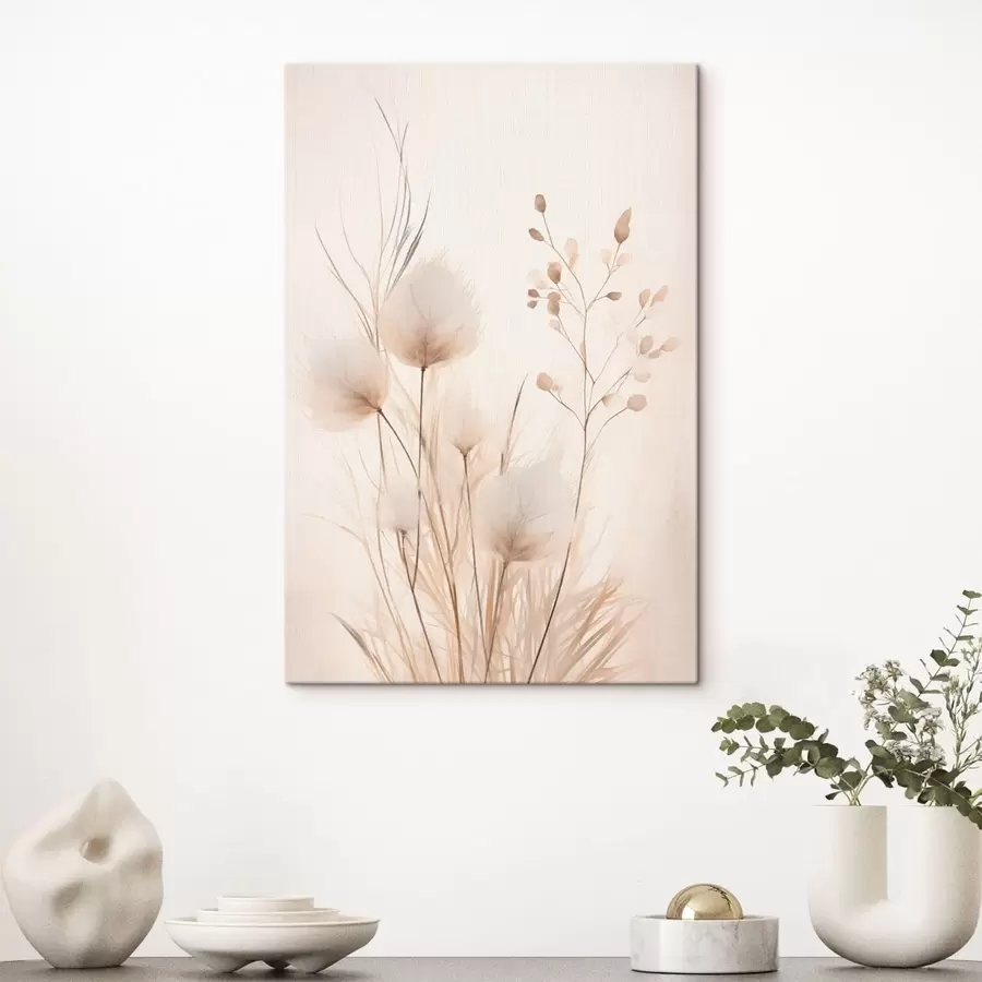 Glezna Maigi lauka augi smilškrāsas toņos s48346