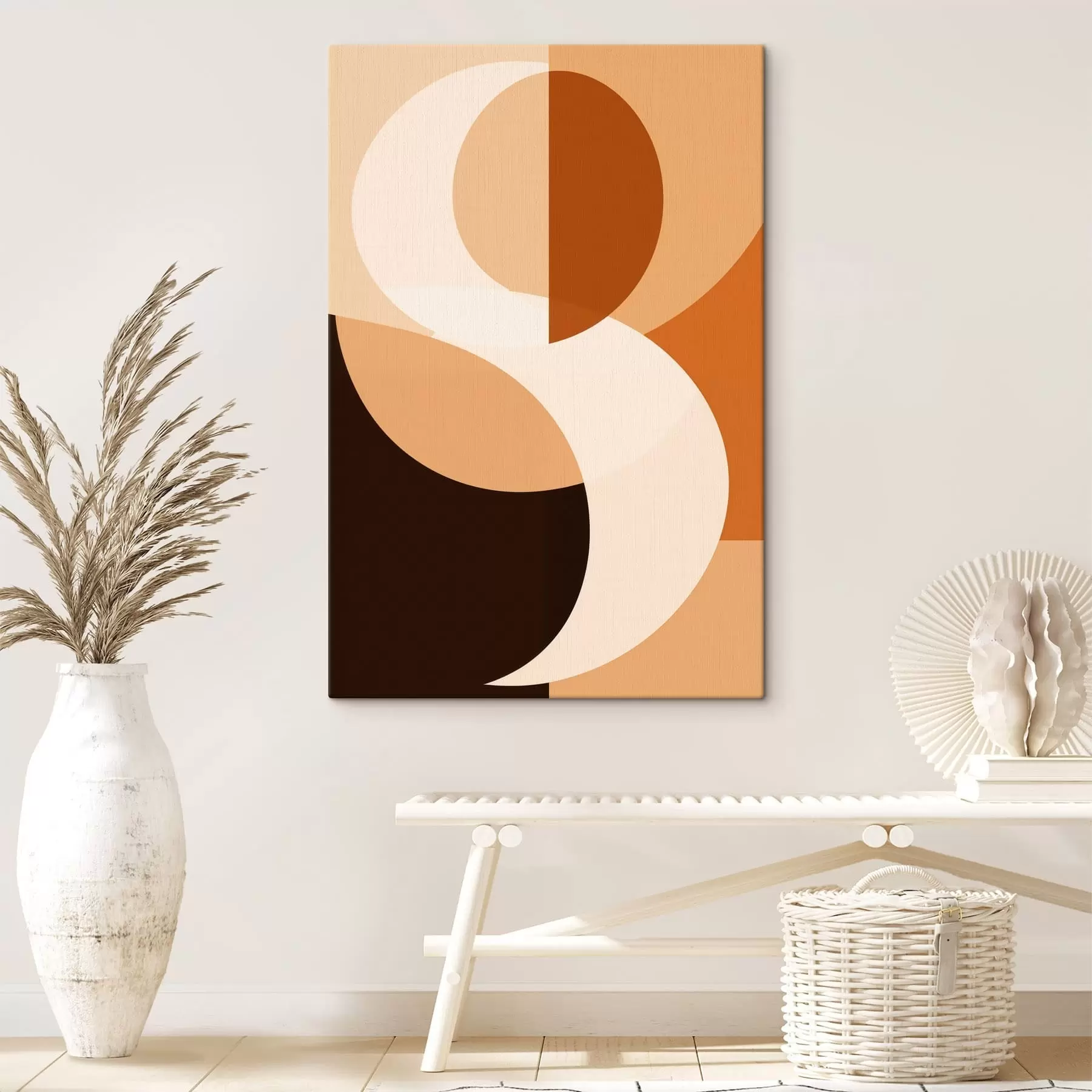 Glezna Ģeometriskas formas siltos smilškrāsas un brūnos toņos s48352