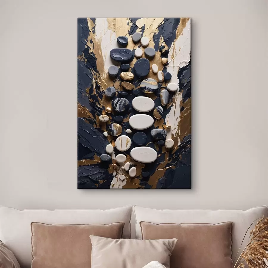 Glezna Abstrakta akmeņu kompozīcija tumši zilos toņos s48357