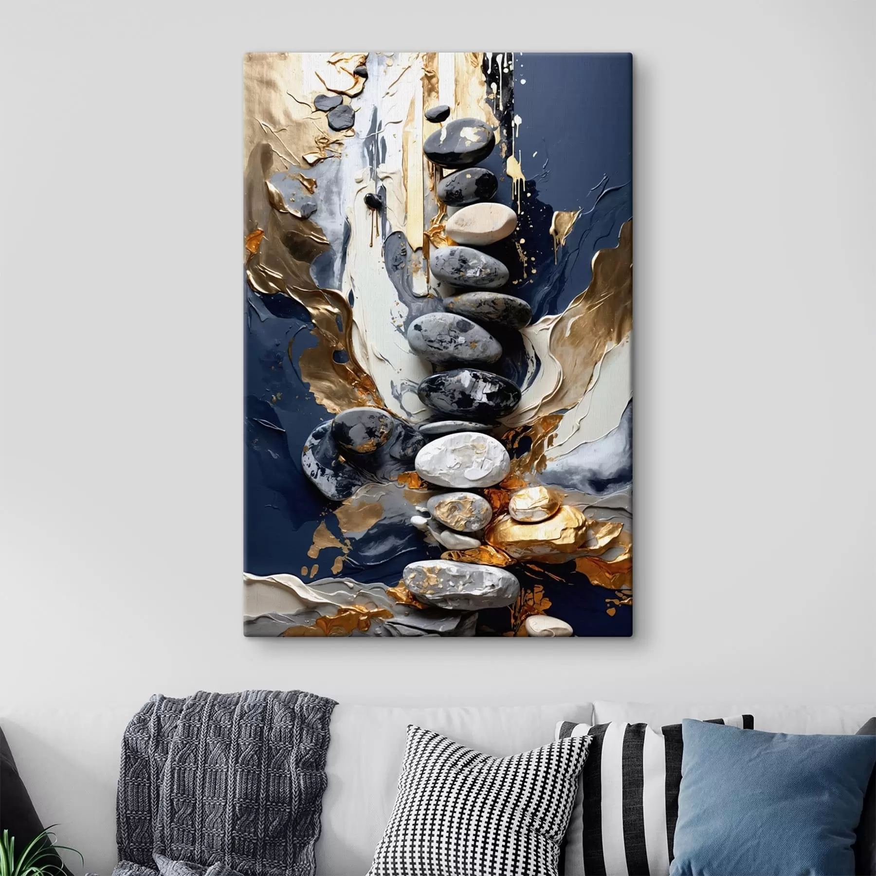 Glezna Abstrakta kompozīcija ar akmeņiem un faktūriem triepieniem s48362