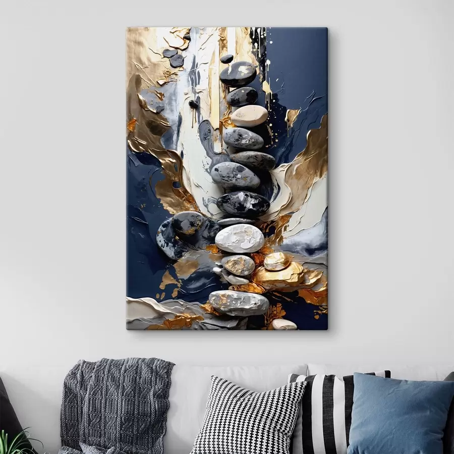 Glezna Abstrakta kompozīcija ar akmeņiem un faktūriem triepieniem s48362