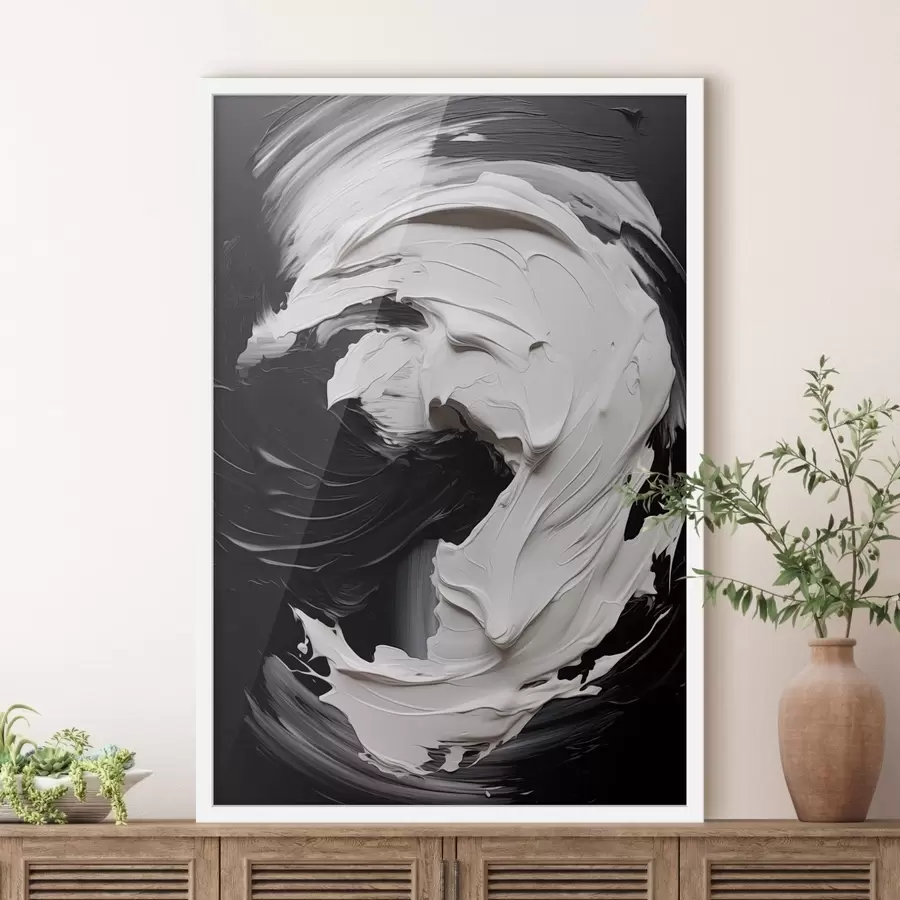 Fototapetes Abstrakti melnbalti teksturēti triepieni f48333