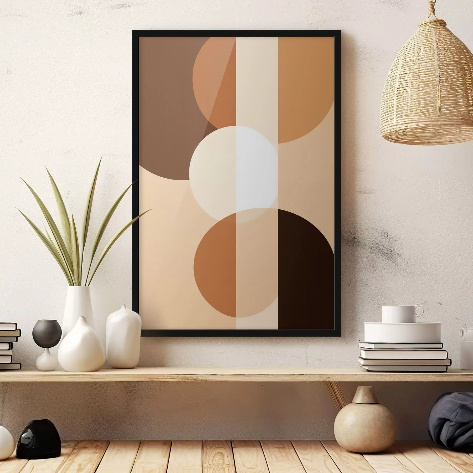 Fototapetes Ģeometriskas aprindas un figūras siltos toņos f48350