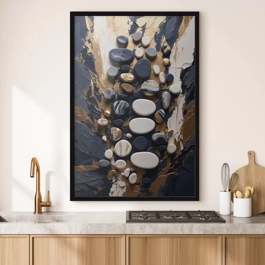 Fototapetes Abstrakta akmeņu kompozīcija tumši zilos toņos f48357