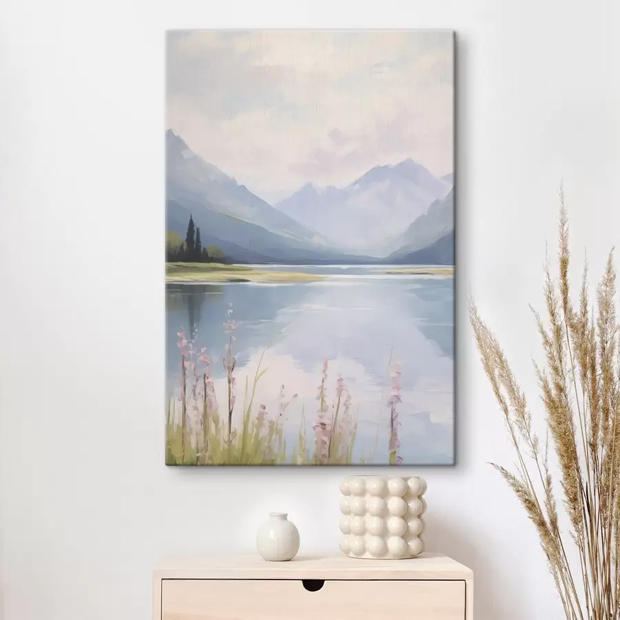 Glezna Ezers pie kalniem imitācija glezniecības s48503