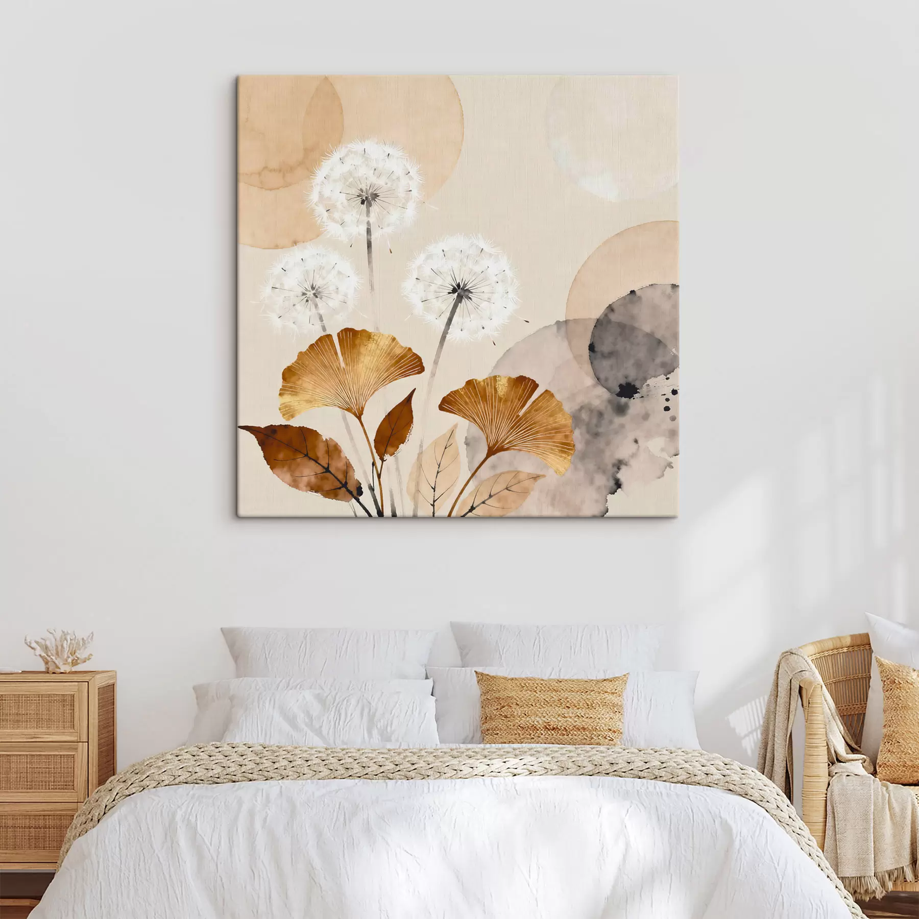 Glezna Abstrakcija: pienenes un ginkgo lapas s48279