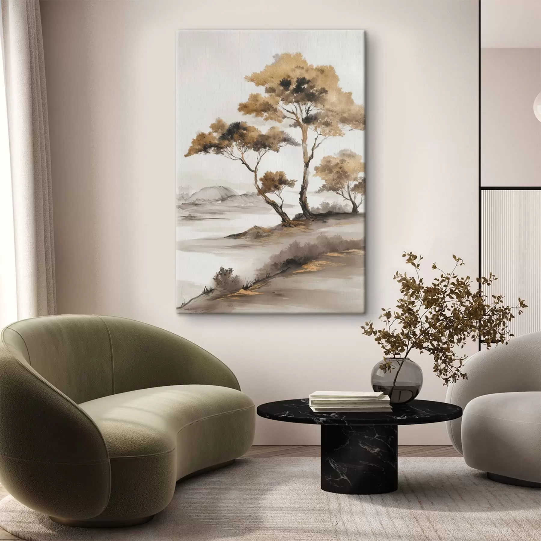 Glezna Abstrakta ainava ar kokiem s48512