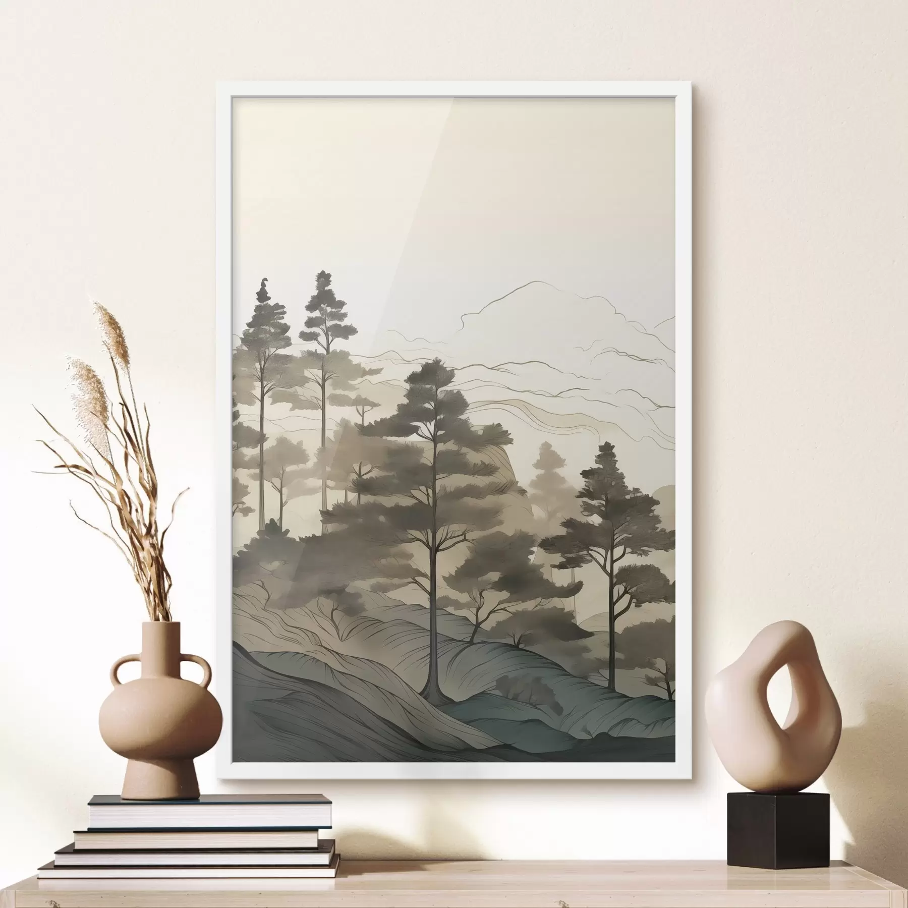 Fototapetes Miglas apklāts mežs rītausmā f48539