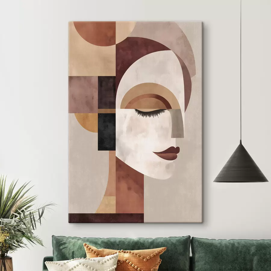 Glezna abstrakta sievietes seja profilā s48523