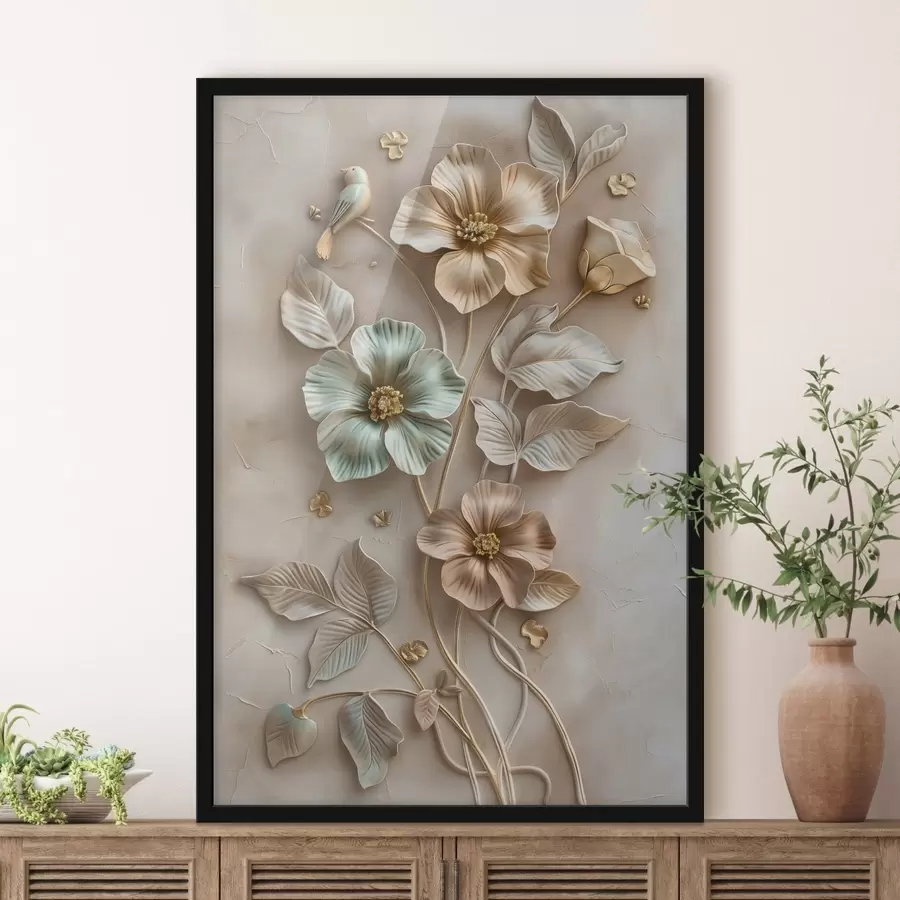 Fototapetes ziedošs aprikožu zars akvareļa stilā f48527