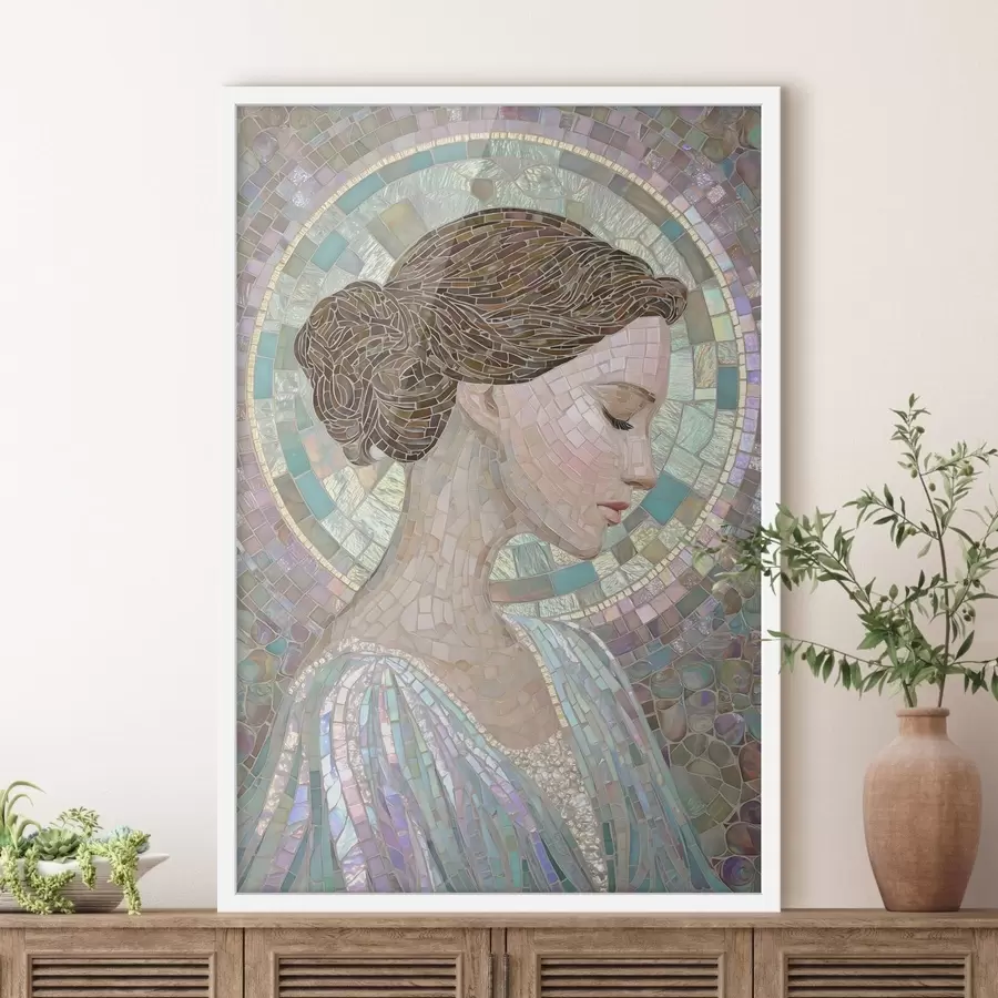 Fototapetes dekoratīvā stilā attēlots īrisa zieds f48551