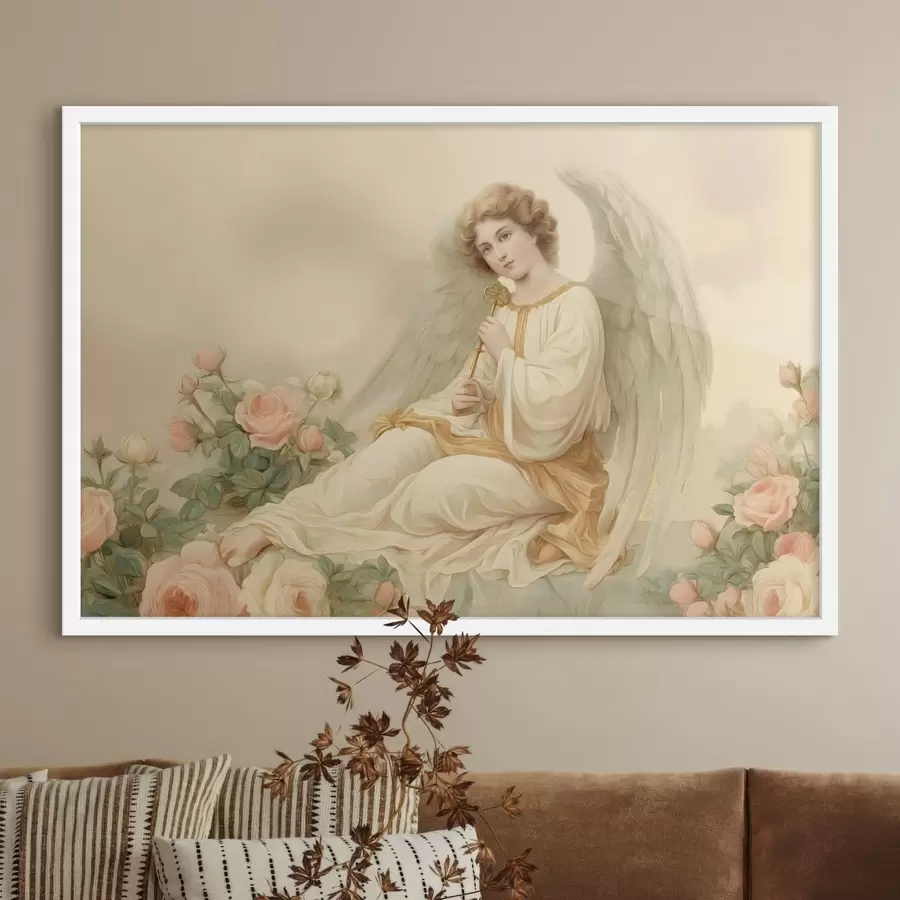 Fototapetes fantāzijas meitene ilustrācijā papīra stilā f48554