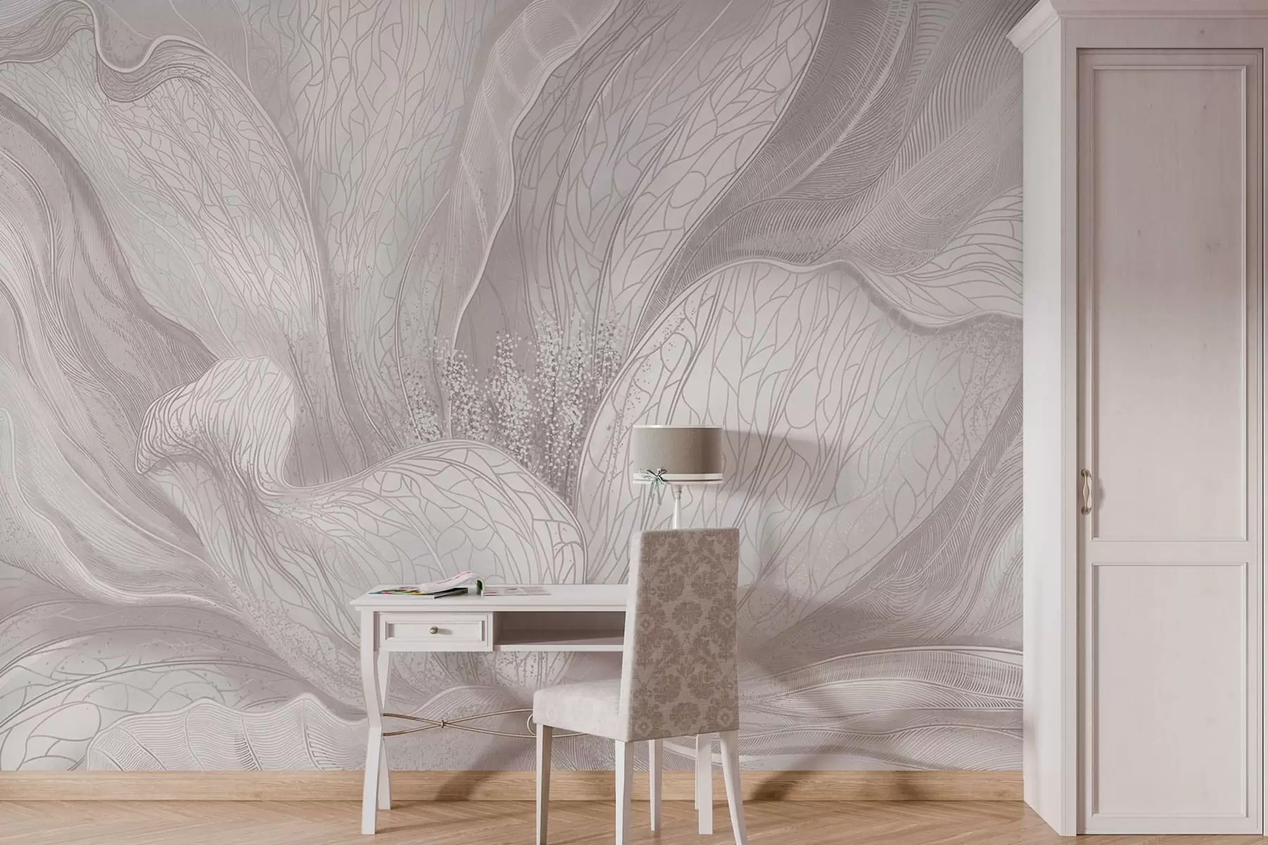 Fototapetes Viegla, abstraktā zieda kompozīcija ar plūstošām līnijām w05119v3